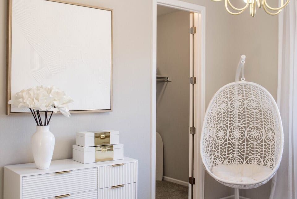 Sunlight filters through windows, casting gentle patterns across king-sized comfort—but it`s the statement egg chair that becomes your personal orbit, the floating meditation between sleep and Colorado adventures