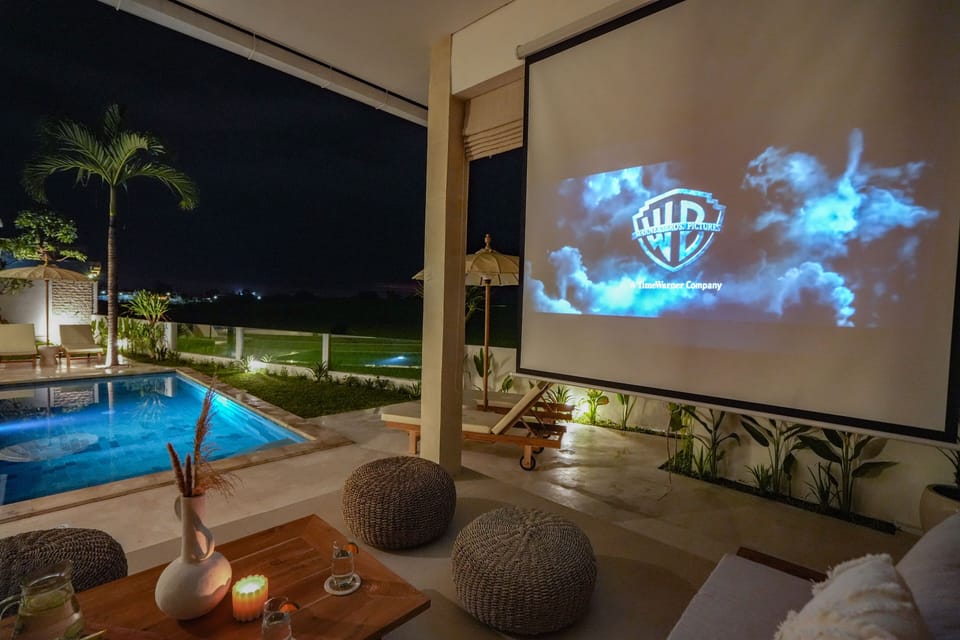 Private outdoor cinema under the Bali stars.