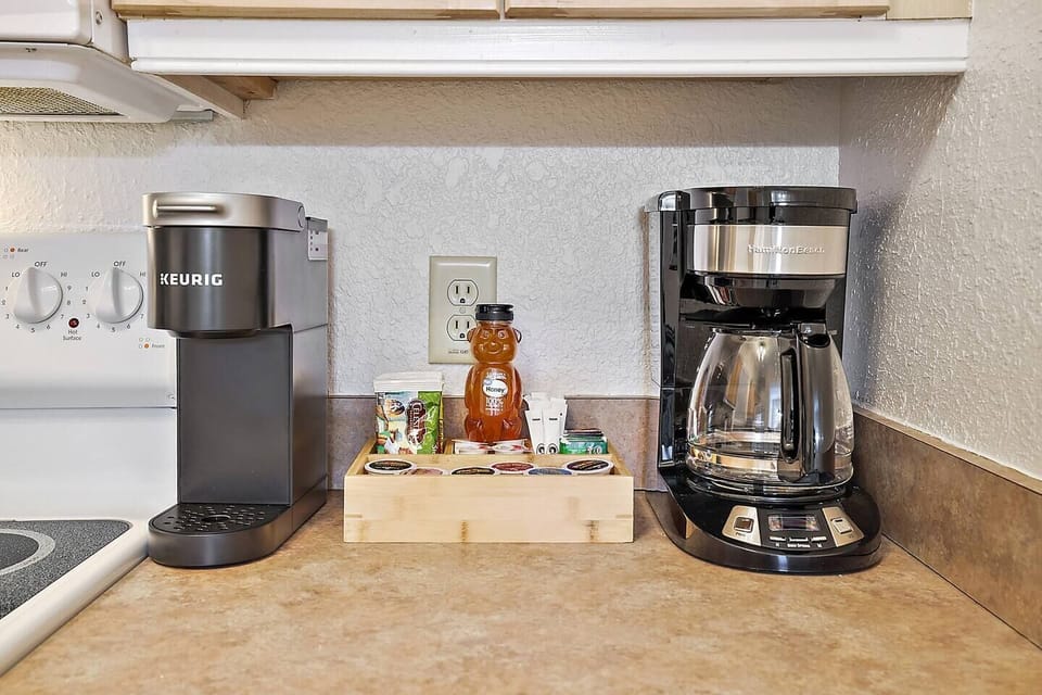 We even have a fully stocked coffee/tea bar for you to enjoy during your stay.