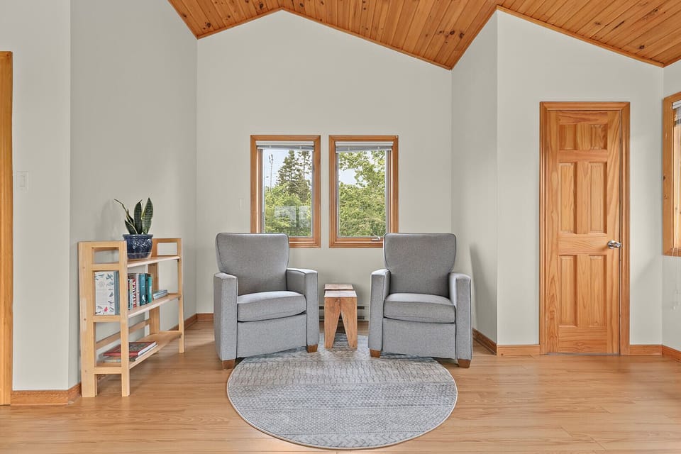 Reading nook in primary bedroom.