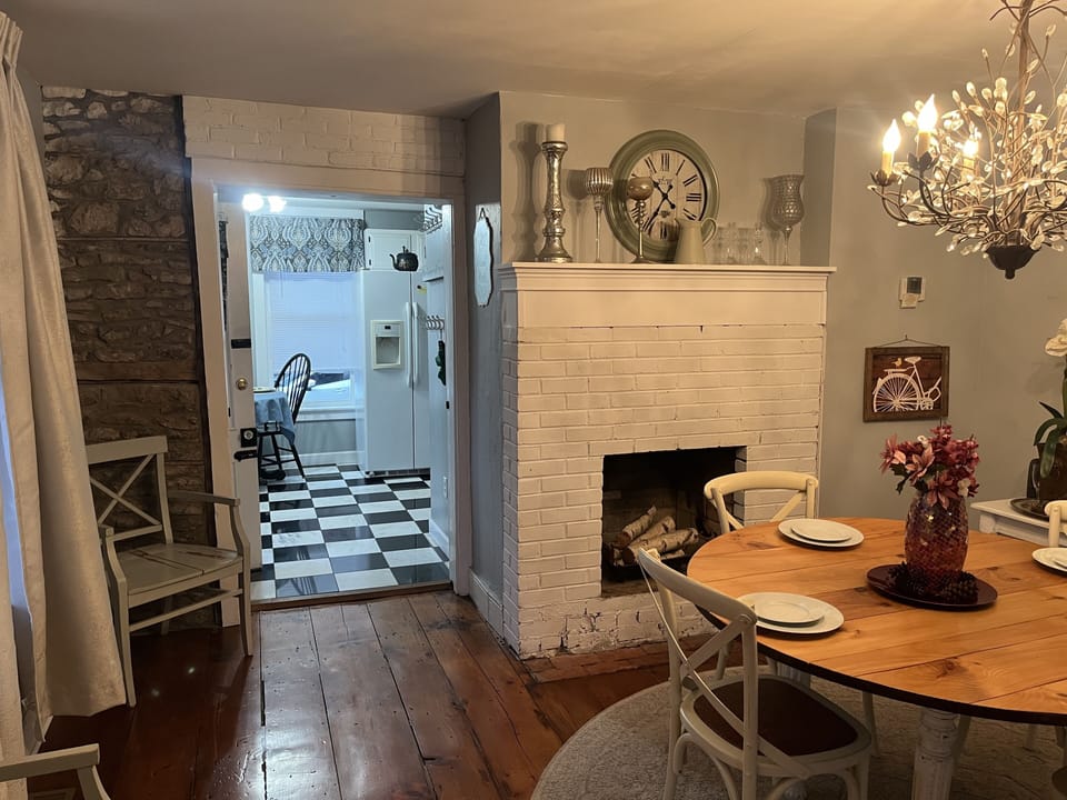 View from dining room into kitchen