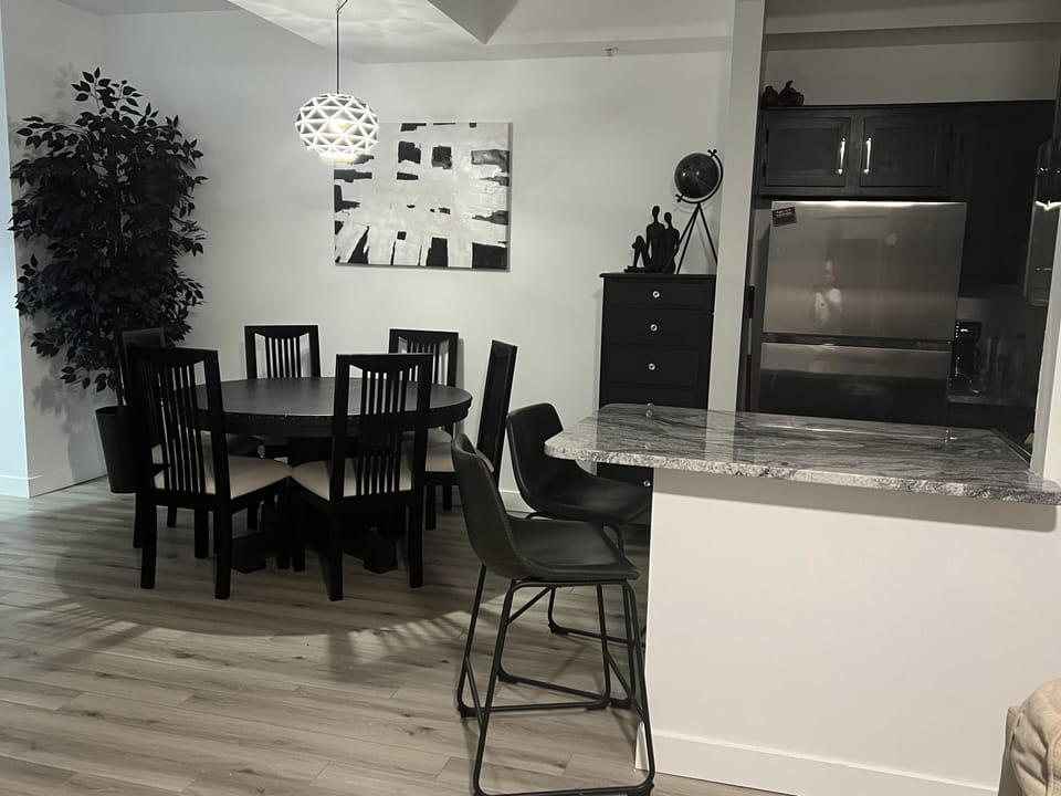 Ample seating space for meals of small gatherings.
