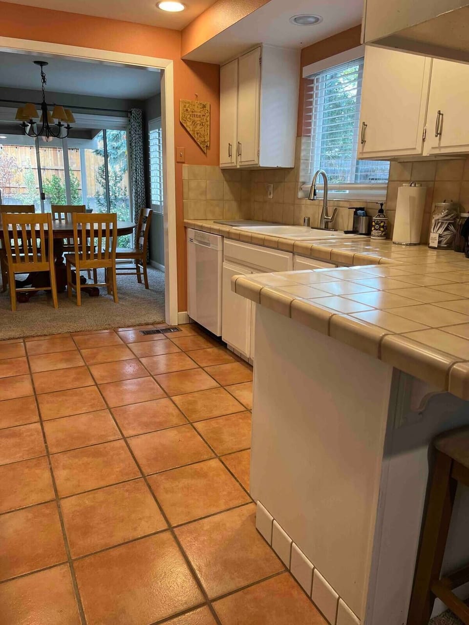 Kitchen looking into dining room