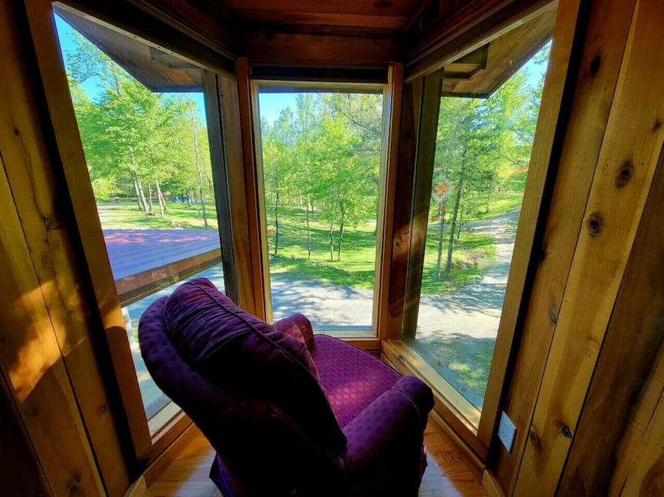 180 degree view out of the massage room in the Barn. A good way to relax before or after a massage.