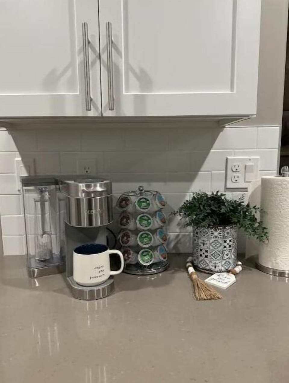 Coffee bar! Complimentary creamer, tea and coffee assortment.