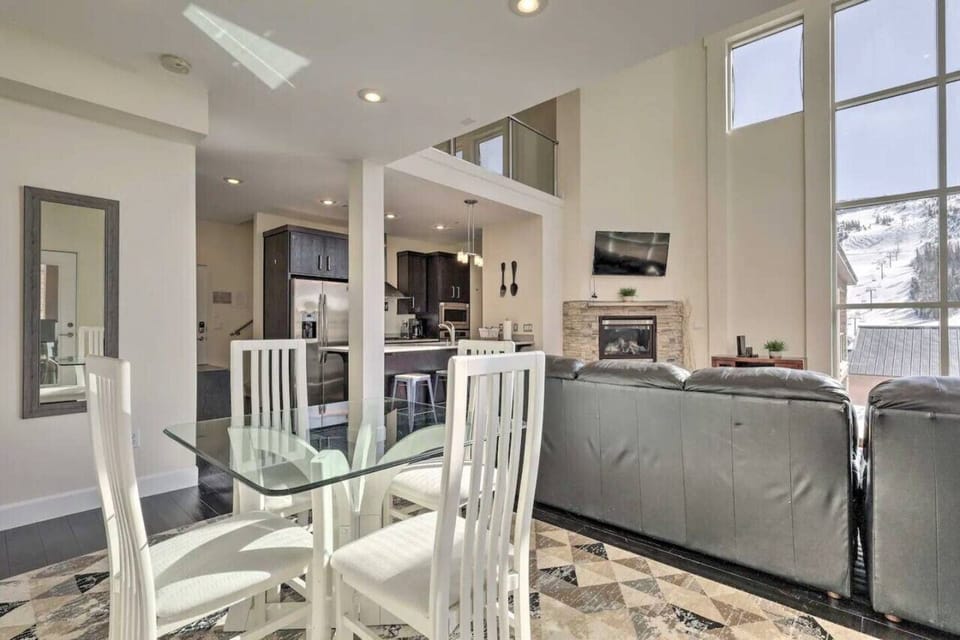 The dining area offers a warm and inviting space