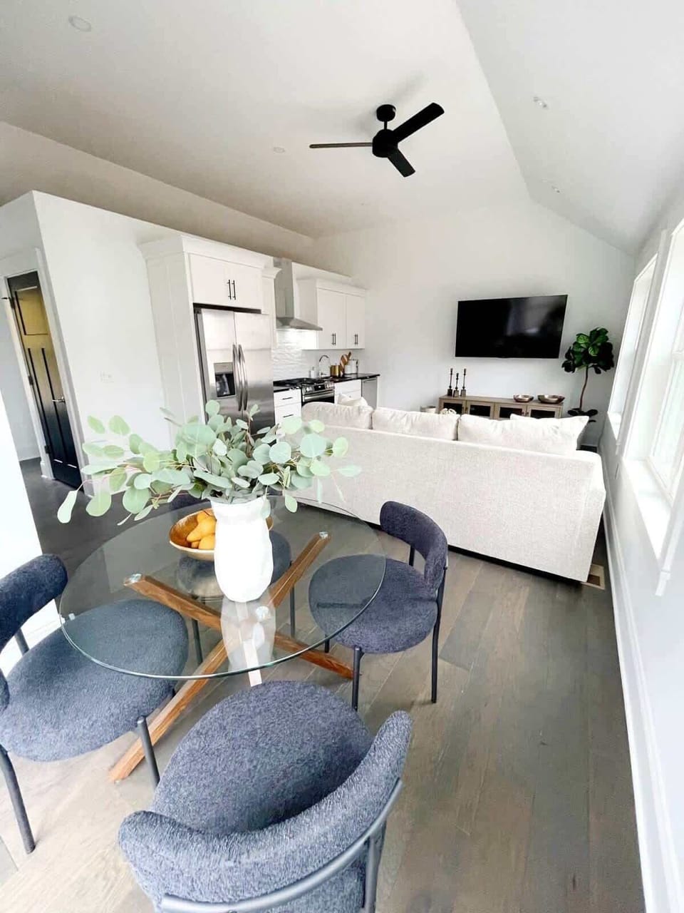 Dine in elegance, unwind in luxury – where the dining room meets the living space, creating the perfect harmony of style and comfort. #HomeAwayFromHome