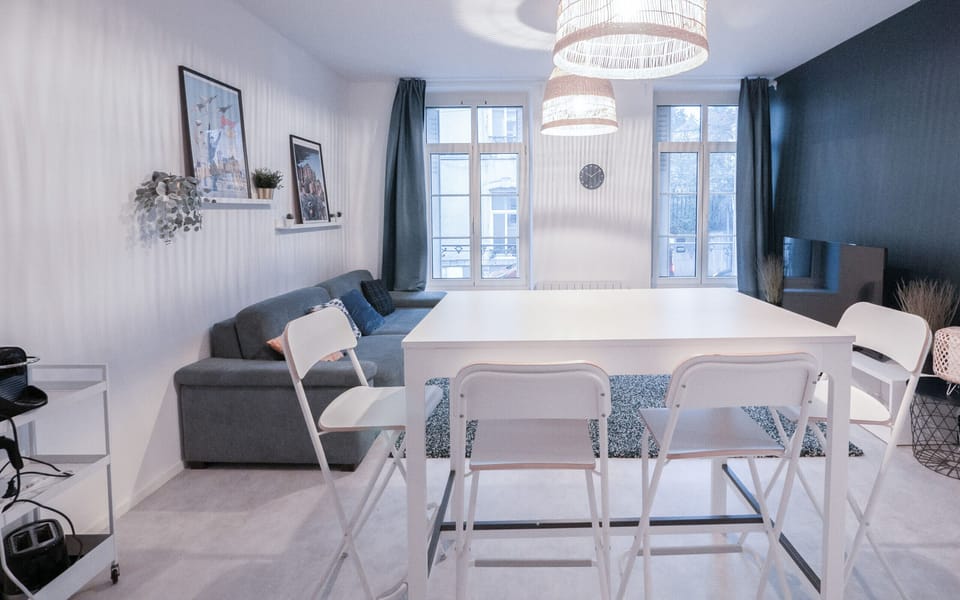"Bright Dining Room with a View to the Living Room"
