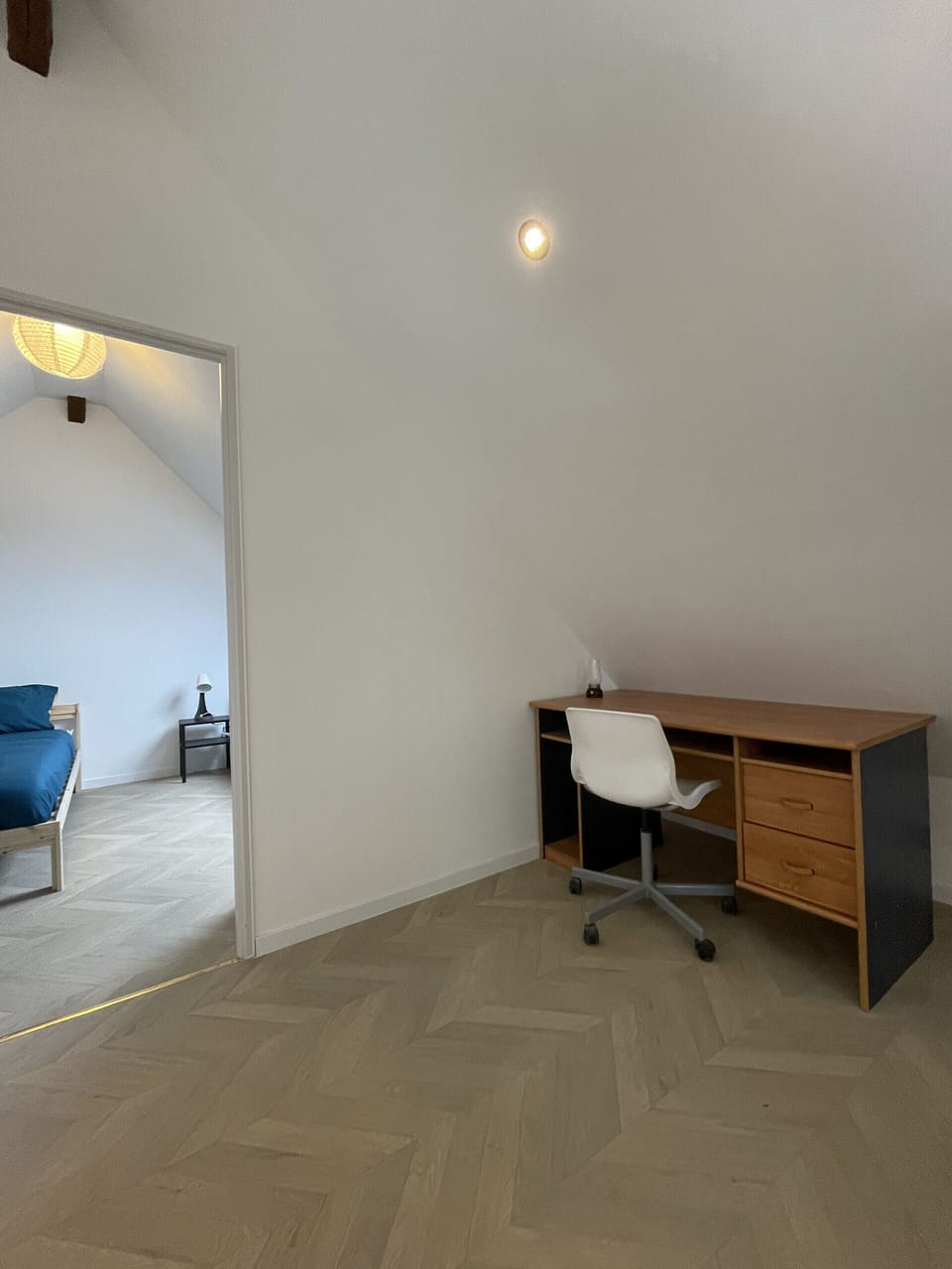 "Comfortable desk in the bedroom"