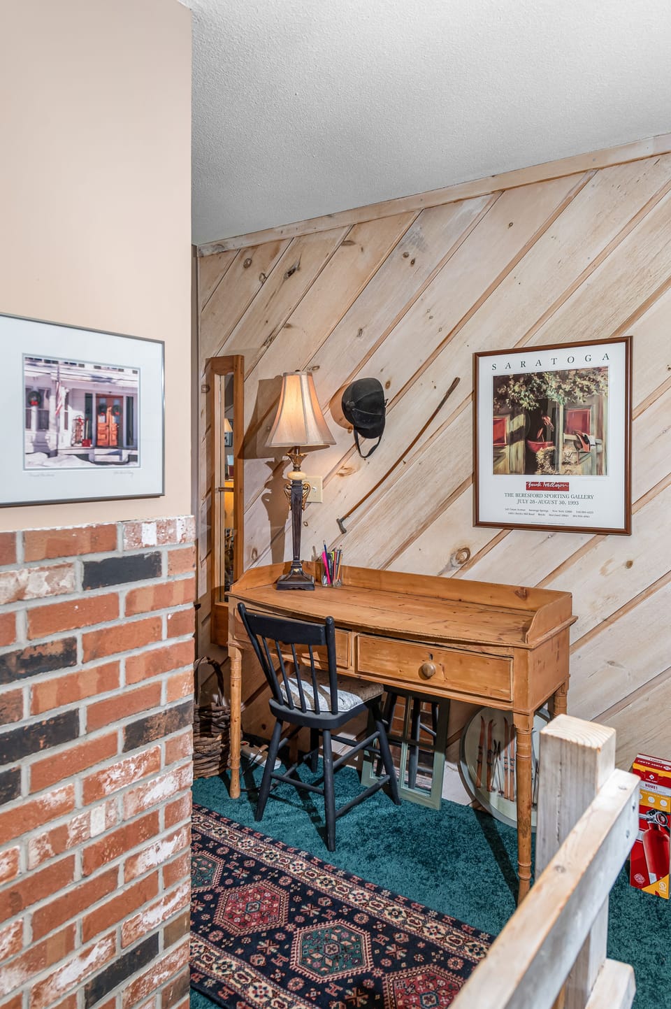 Desk area with a printer! 