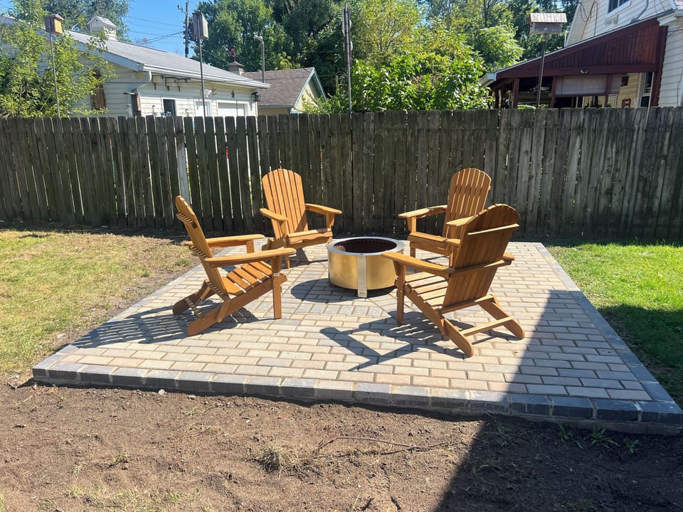 Back Deck w/Fire Pit & Adirondack Chairs