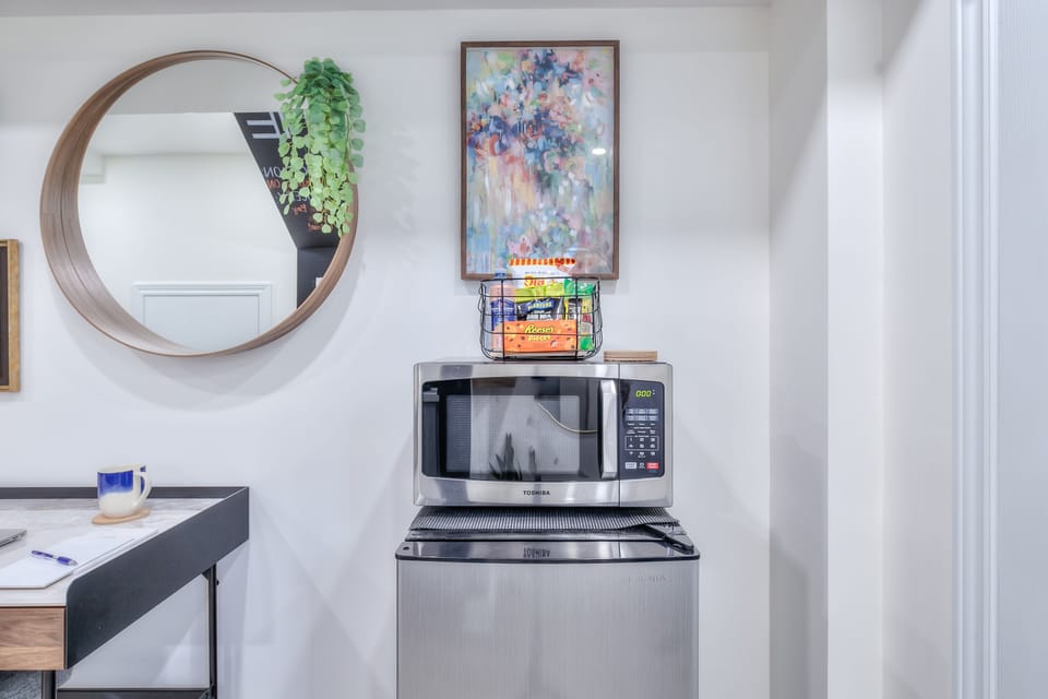 Microwave and snack available 
