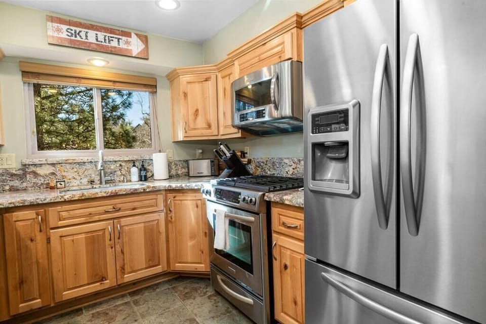 Our fully-equipped kitchen is ready for your culinary adventures.