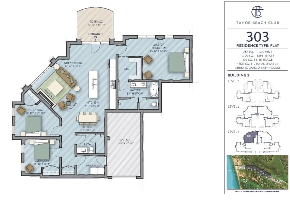 Spacious three-bedroom layout with cozy living and dining areas