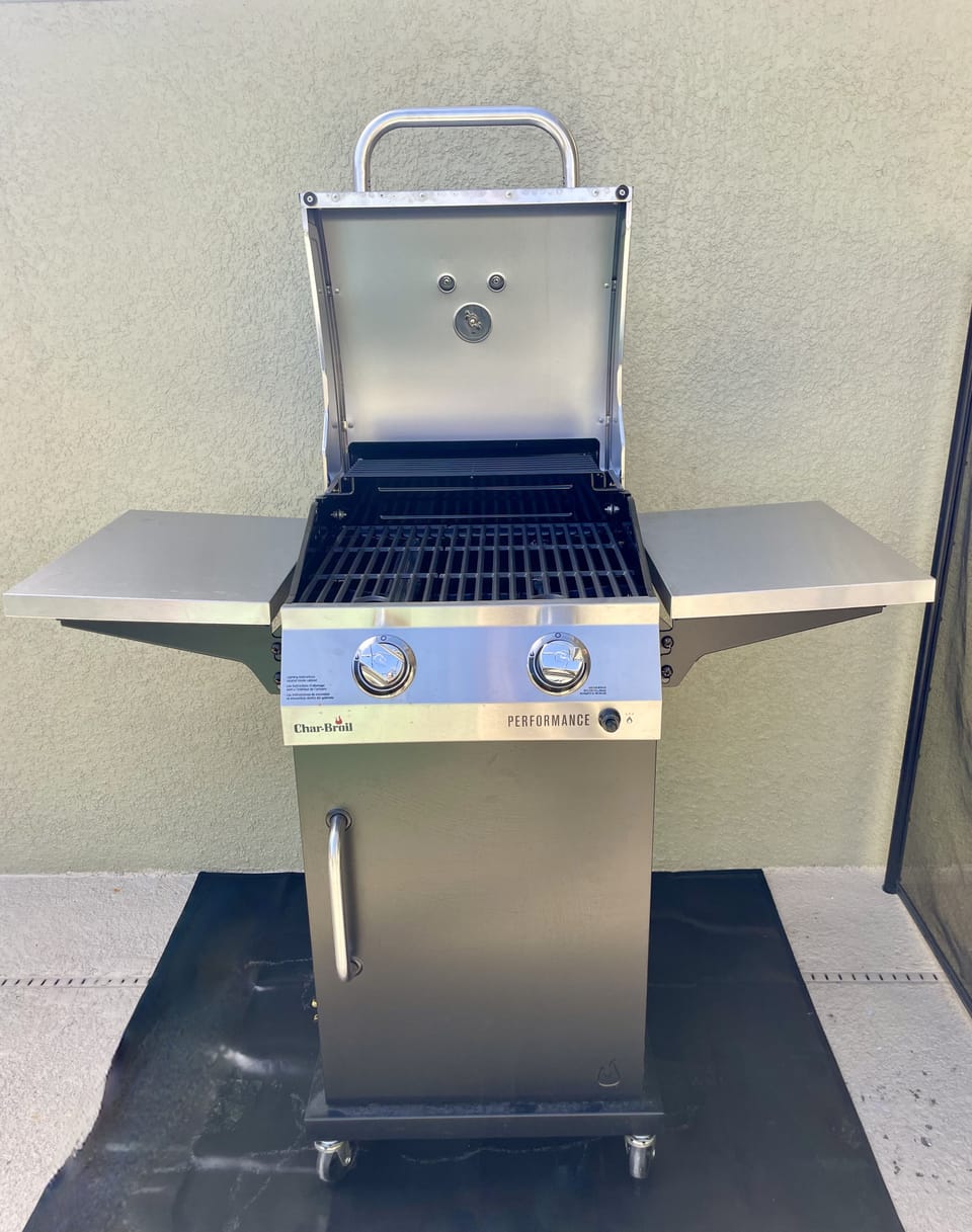 Stainless gas grill is always ready for that poolside BBQ