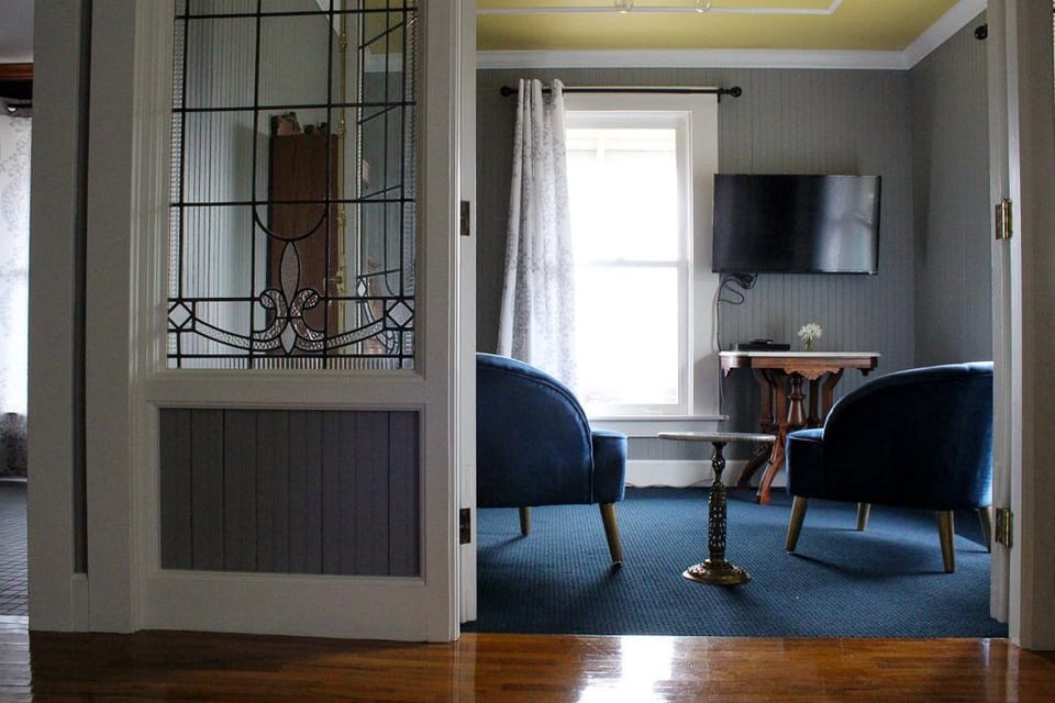 Settle in for movie nights in a cozy, stylish lounge.