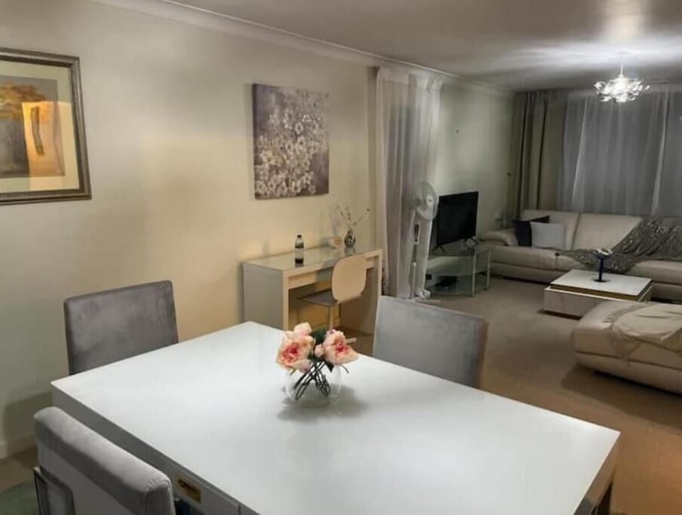 Dining area, study area and living area.