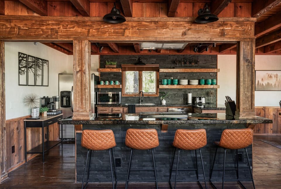 kitchen with bar stool seating for 4