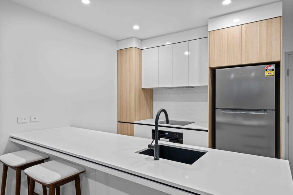 Sleek open kitchen space