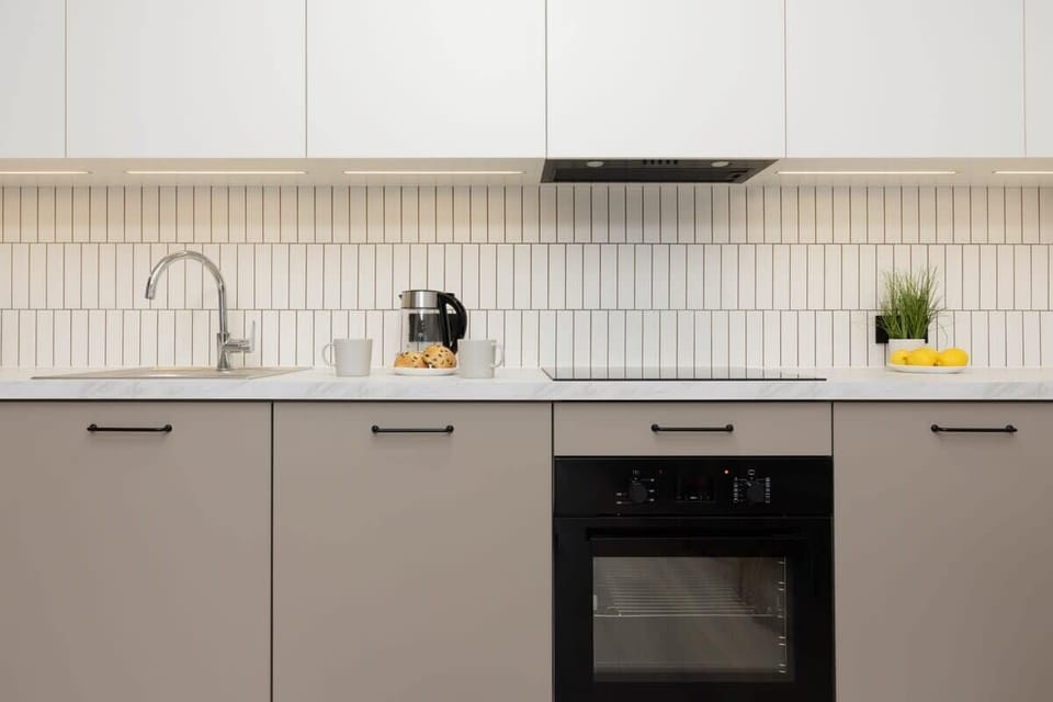 Fully equipped kitchenette with an oven.