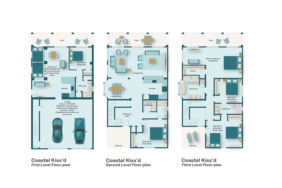 Welcome to Costal Kiss’d! This 3 level home offers plenty of room for your whole group to spread out. Come and Relax!