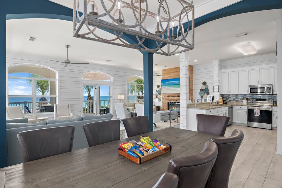 Dining with a VIEW! Seating for 12 in the Dining Room/Kitchen + Seating for 10 on the Covered Balcony