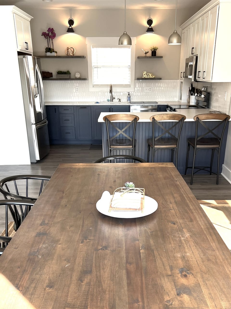 Kitchen next to dining.