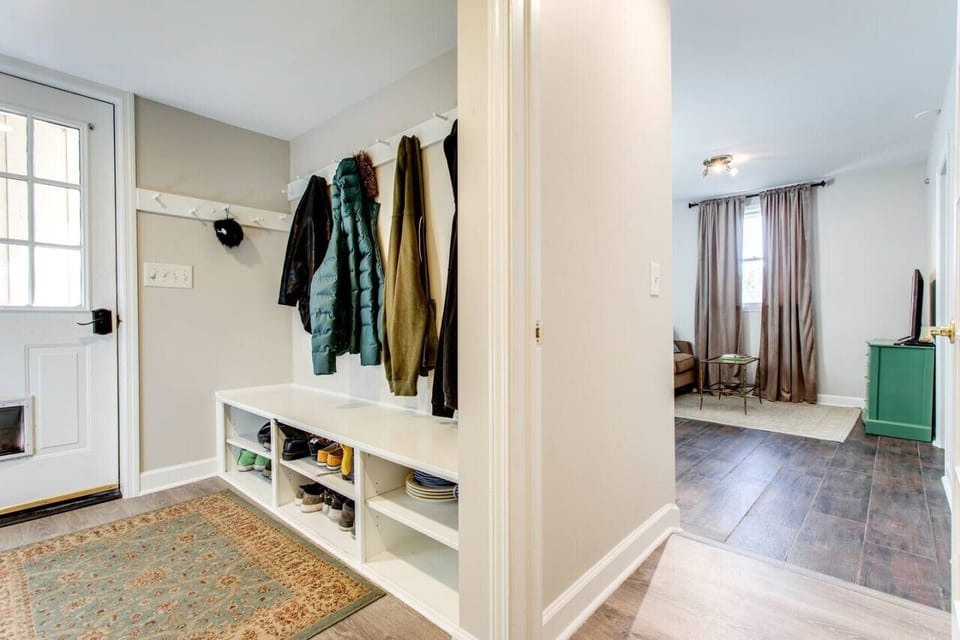 This hallway is the only shared space and is rarely used while guests are in the suite.