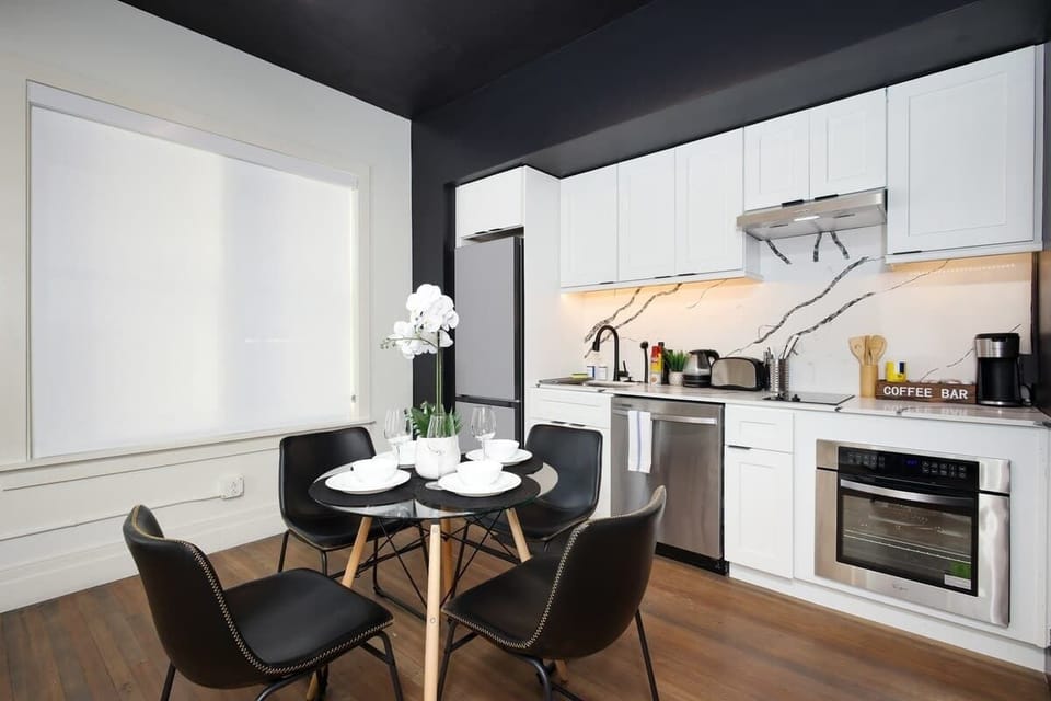 Your Dining and Kitchen Area with Coffee machine coffee, sugar, creamer