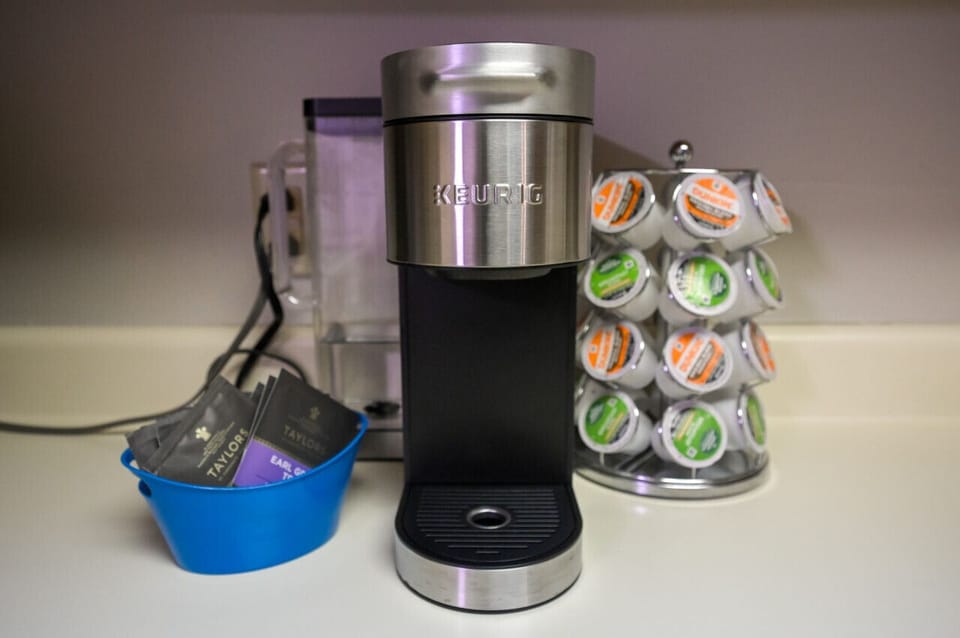 Enjoy our coffee and tea station