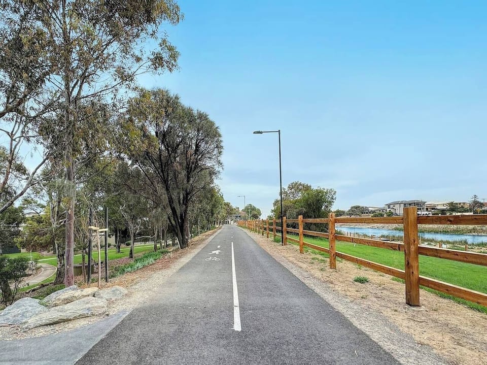River Torrens Linear Park Trail offers a scenic path to the beach.
