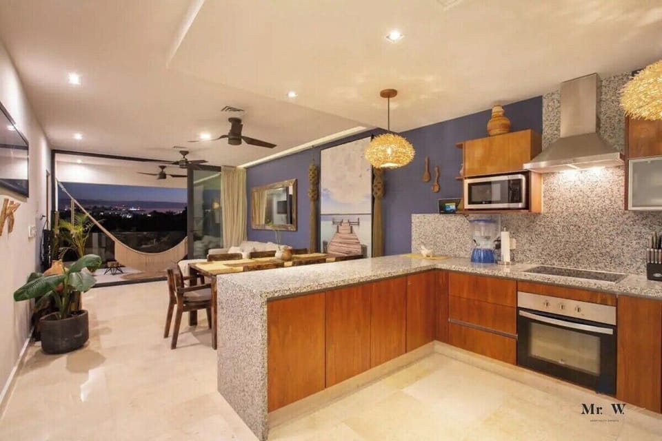 Prepare gourmet meals in the full, modern kitchen.