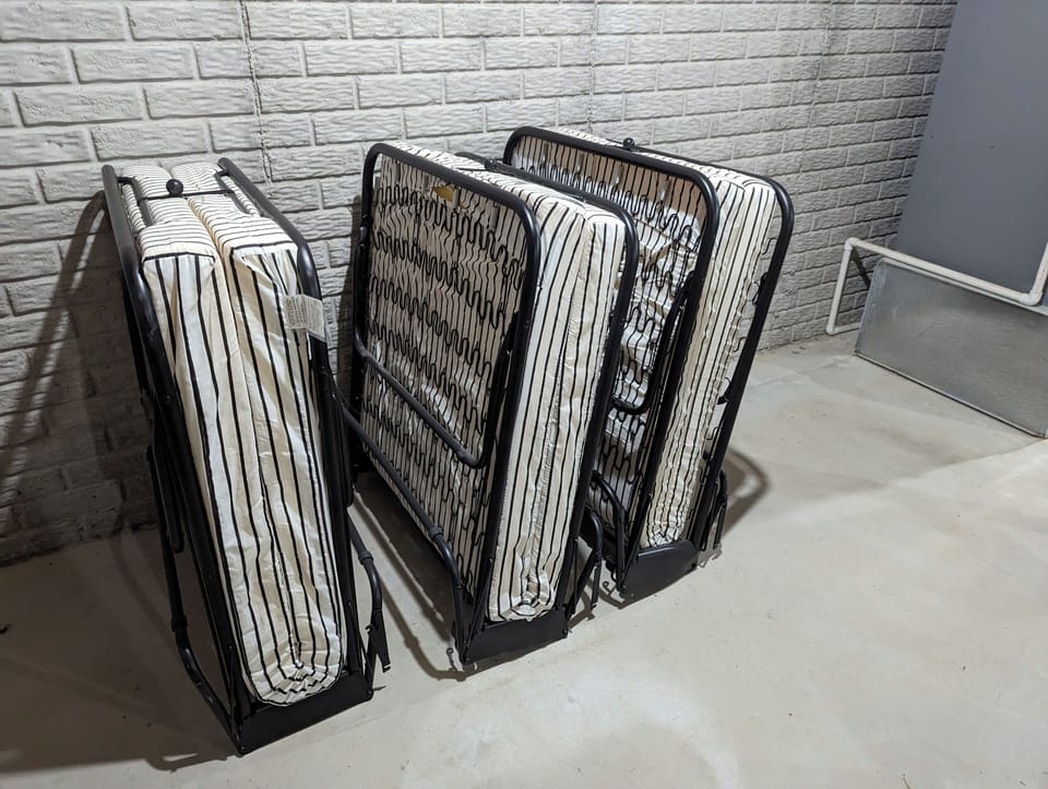 Three cots available to use anywhere in the cabin