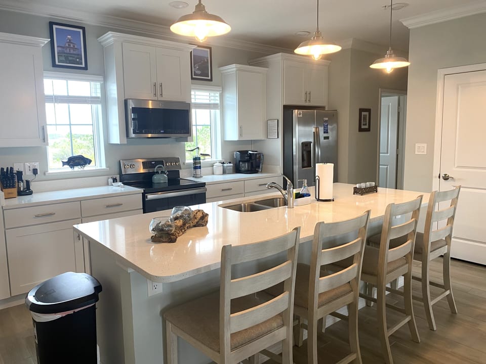 Additional kitchen counter seating.