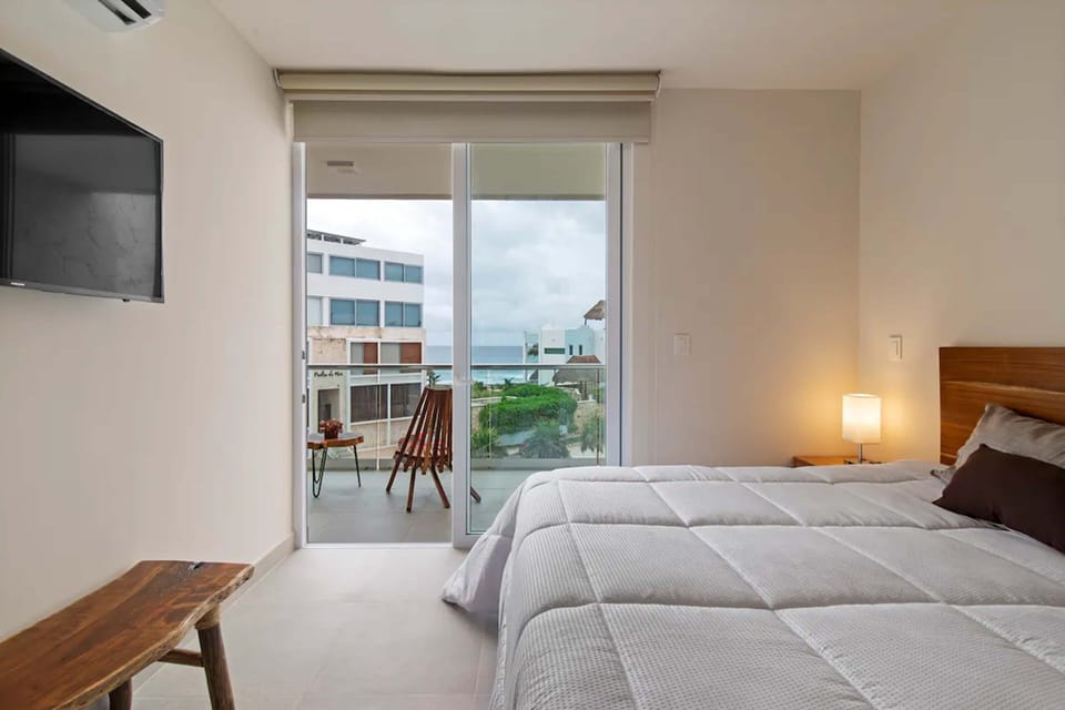 Enjoy luxury in our king-size room with smart TV and balcony.