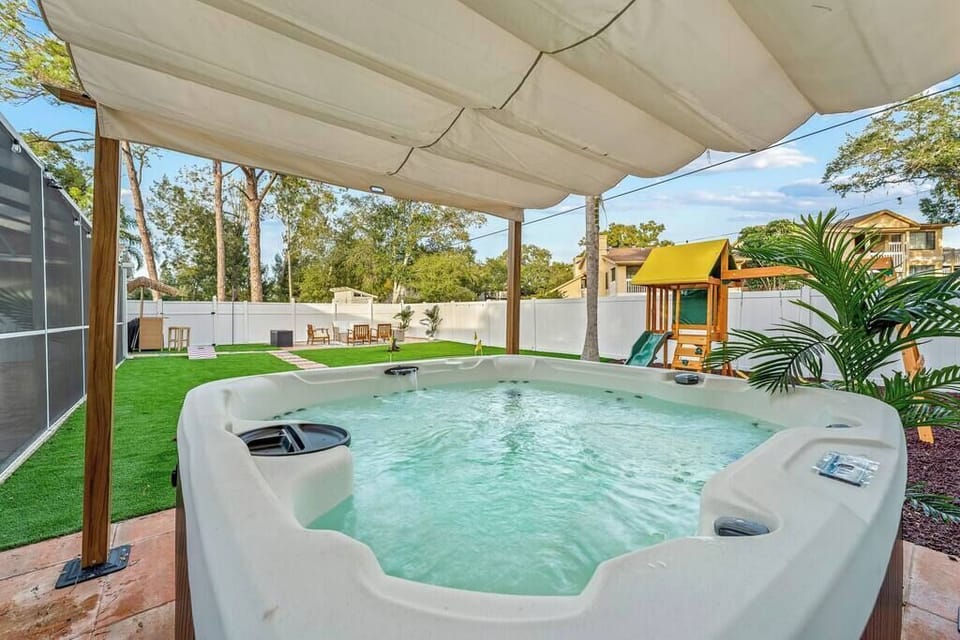 Soak, Sip, and Savor: Unwind in the lap of luxury with our outdoor hot tub. Immerse yourself in relaxation under the open sky – where tranquility meets bliss. 🌿💦 #HotTubHaven