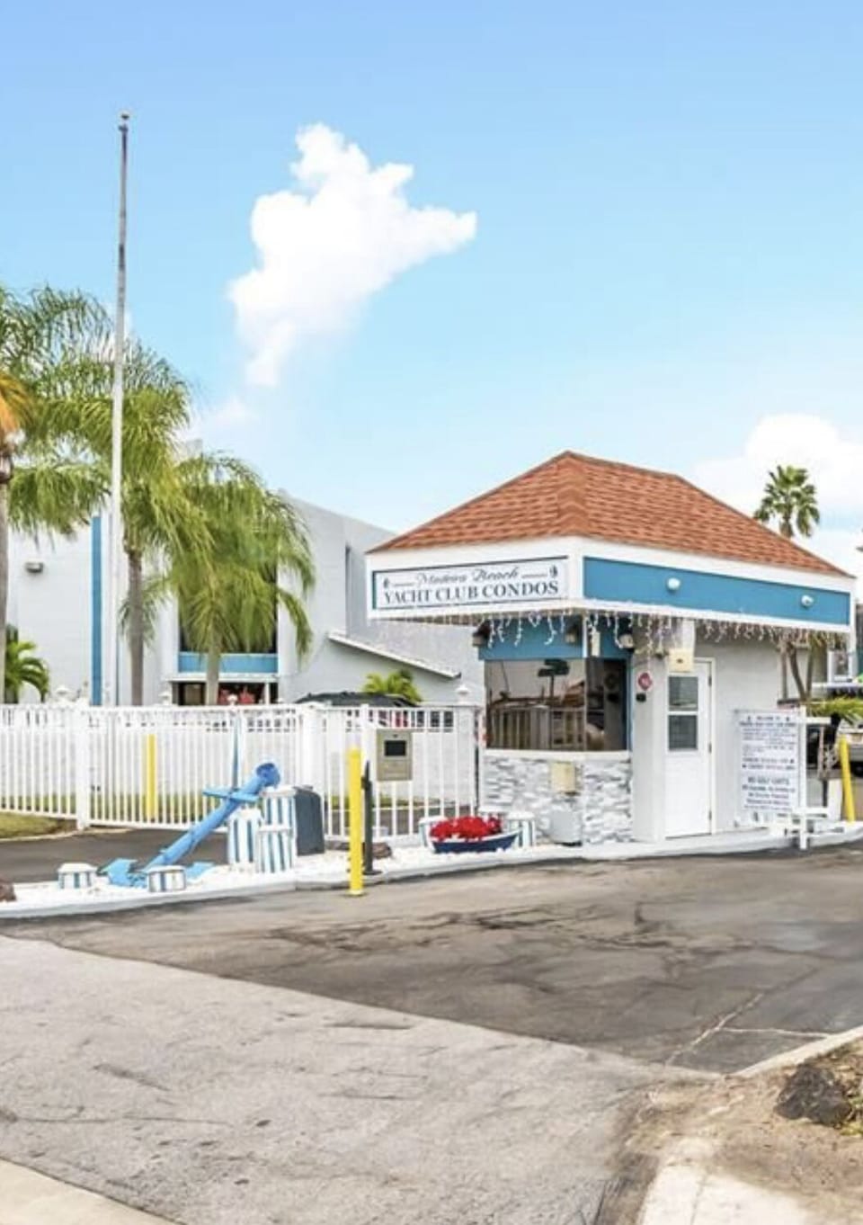 Entrance to Madeira Beach Yacht Club. Guest receive an entrance code.