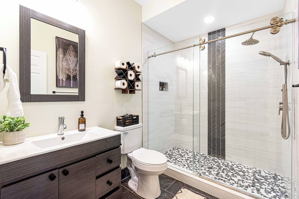 1st floor bathroom with spacious walk-in shower