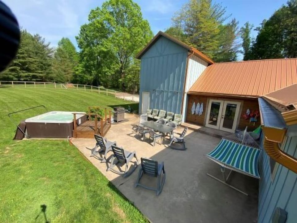 Back patio and hot tub