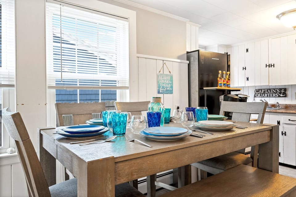 Dining seats six comfortable. All dining essentials are provided.
