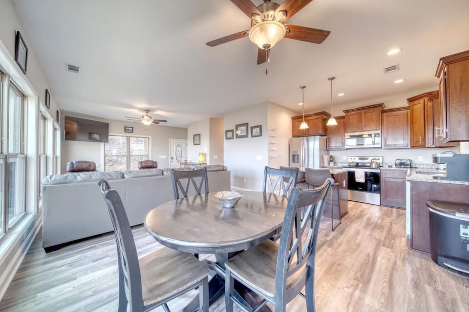 The open concept kitchen, dining and living area allow for maximum socialization
