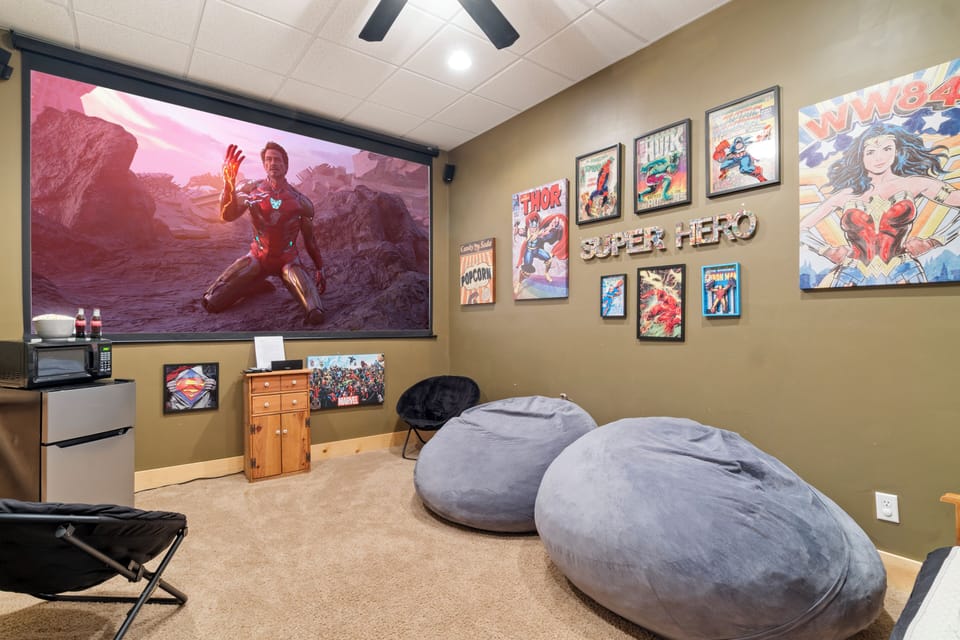 Want a movie night without the theater prices? Head downstairs!