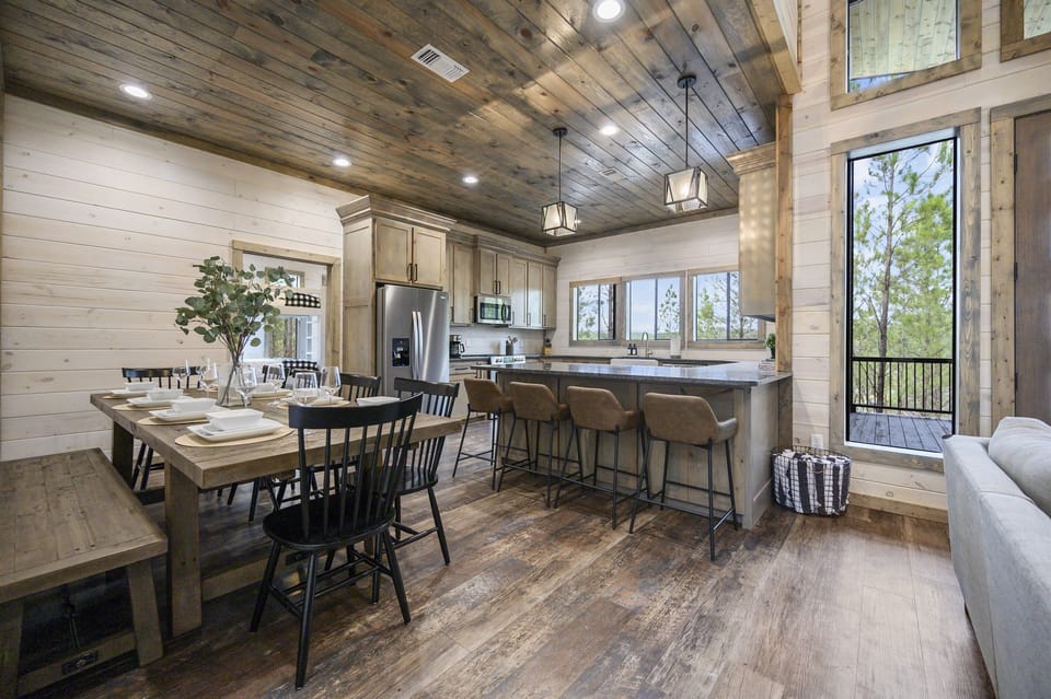 Ample seating at both the table and bar ensures that everyone can gather together for meals or fun-filled game nights.