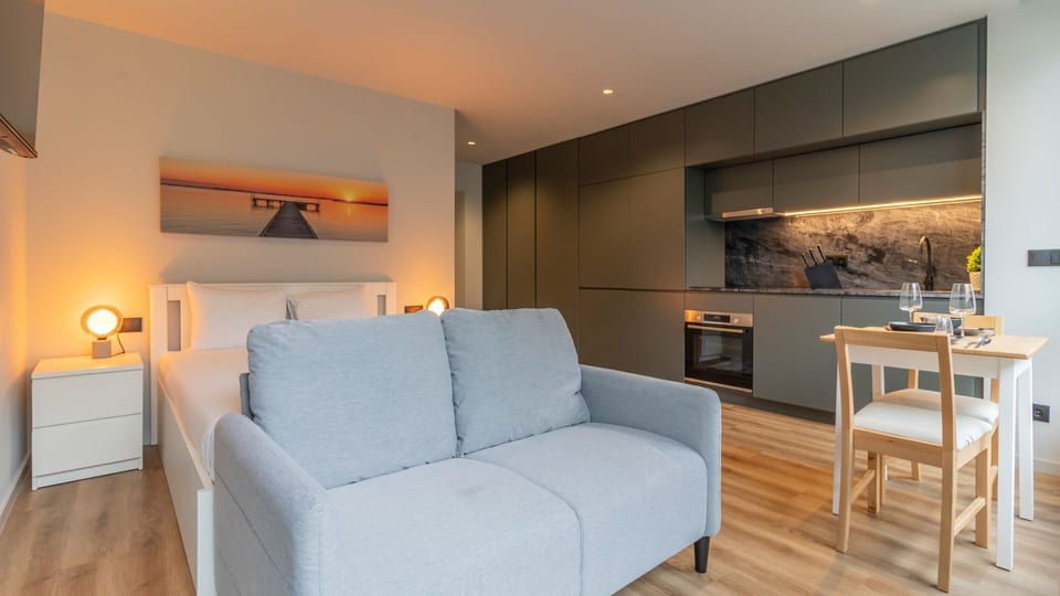 Relax in the plush comfort of your private haven, with an amazing double bed and a cute couch #new #breathetaking