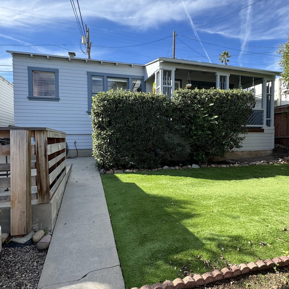 Artificial turf for a portion of the private yard. 