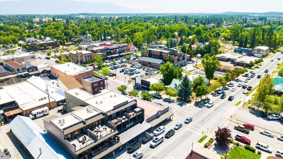 Aerial view of the property in Downtown Whitefish.