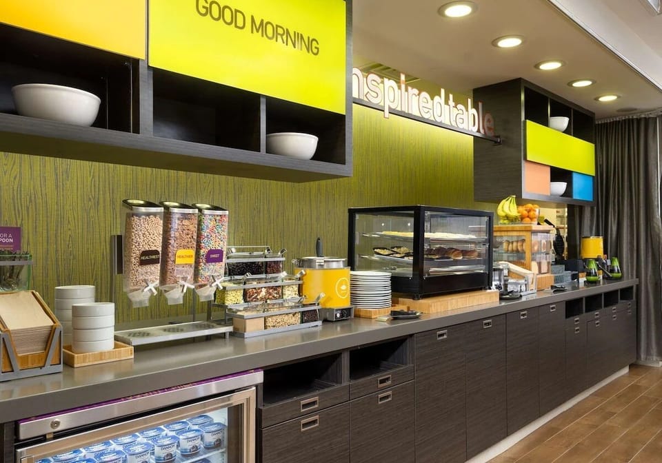 Grab a fresh bite from the bright breakfast bar.