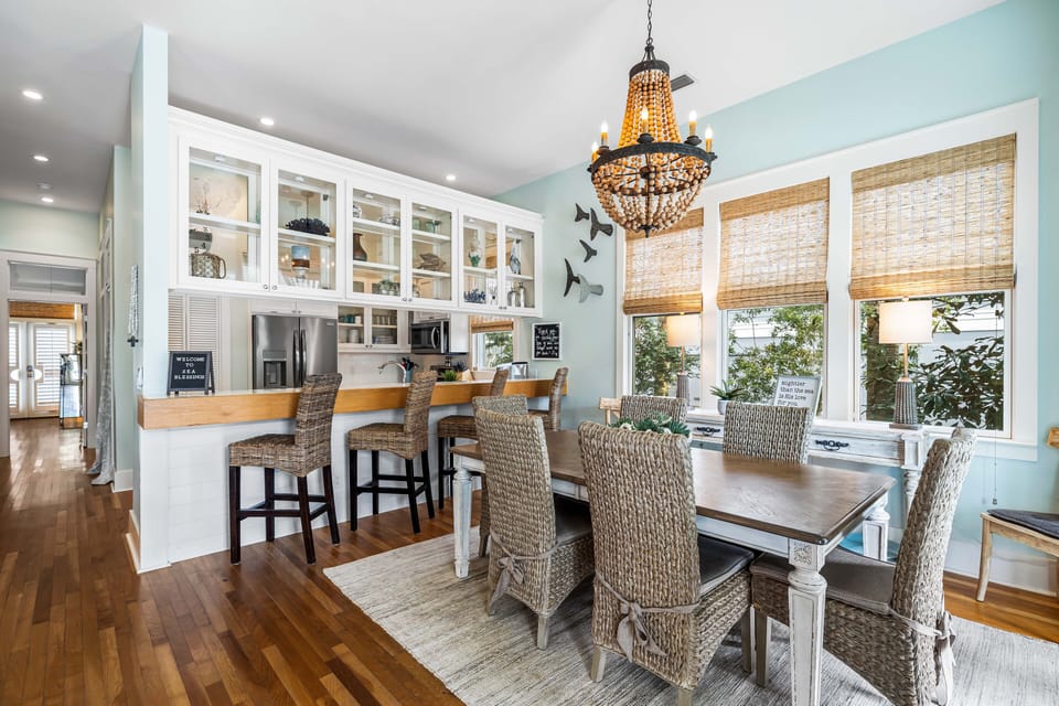 Dining Table for 6 and Bar Seating for 4