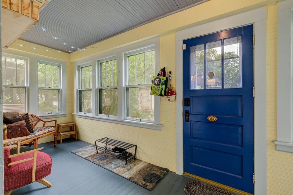 Relax with fairy lights in the front porch