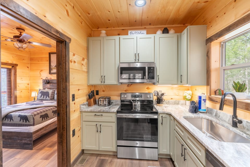 Cook amazing meals in this beautiful kitchen with stainless steel appliances 